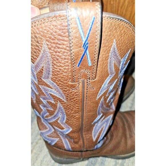 TWISTED X Mens 8.5D Cowboy Work Boots Steel Toe Leather Brown Slip Resistant main image 14